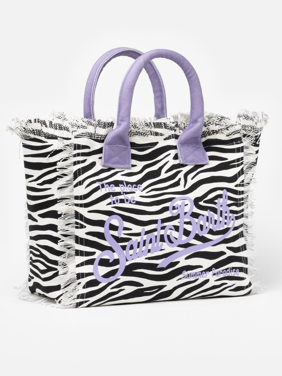 Borsa a spalla Vanity in canvas di cotone con stampa zebrata