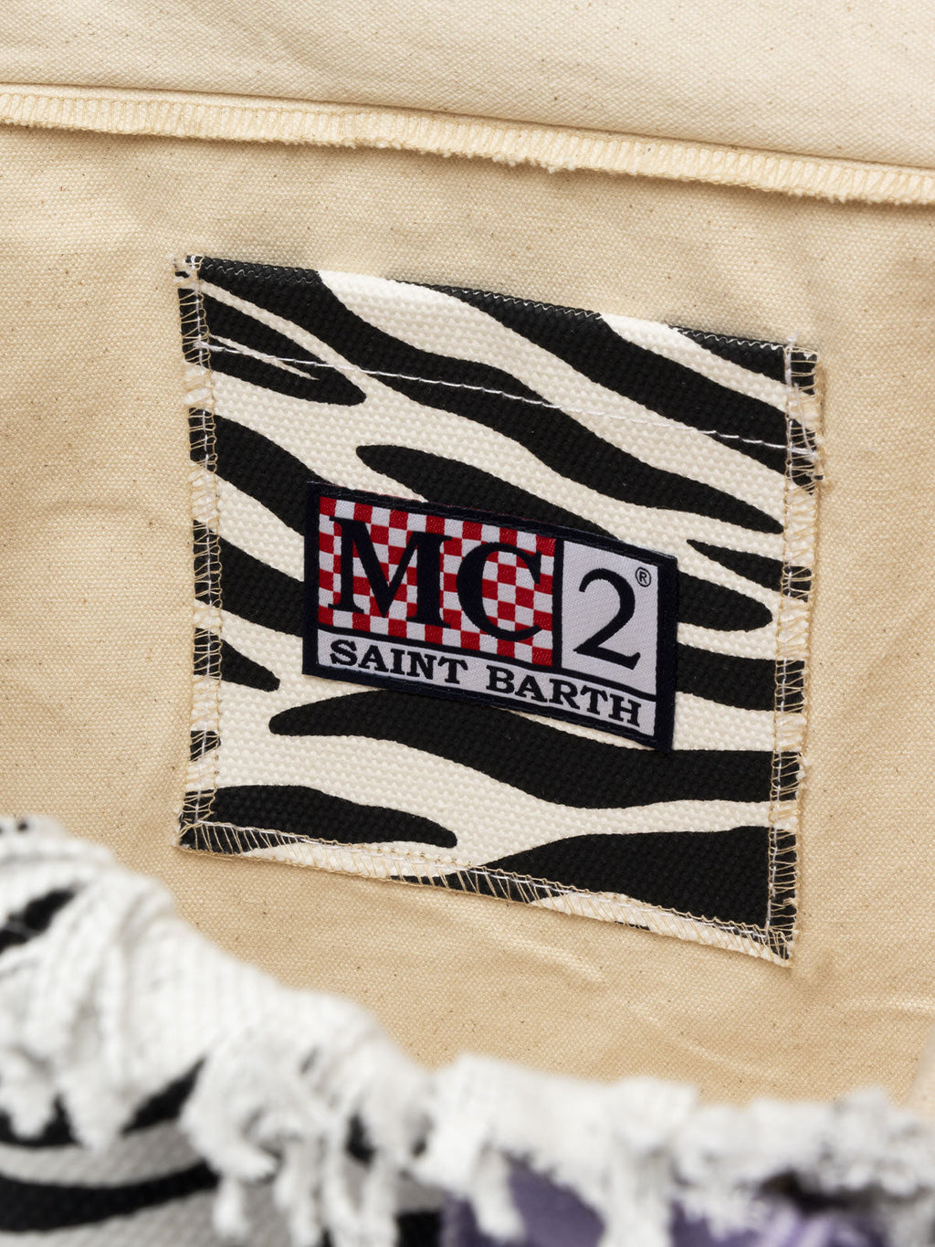 Borsa a spalla Vanity in canvas di cotone con stampa zebrata
