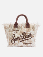 Borsa Vanity regular in canvas con stampa toile de Jouy marrone