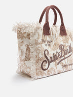 Borsa Vanity regular in canvas con stampa toile de Jouy marrone
