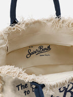 Borsa Vanity regular bianca in canvas con frange