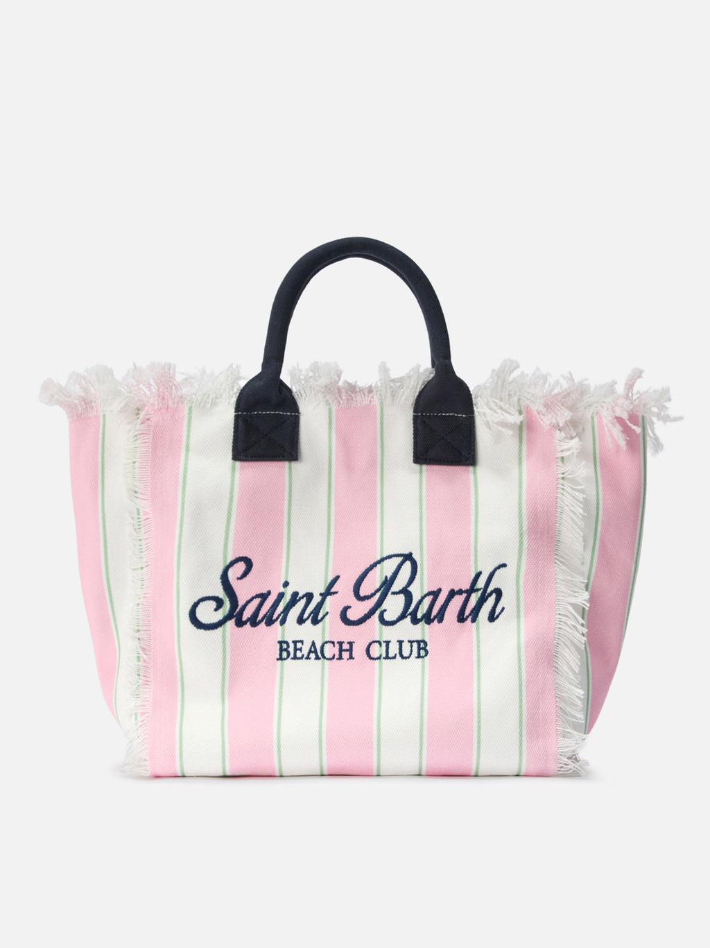 Borsa Vanity regular in canvas a righe verticali rosa