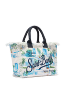 Borsa a spalla Vanity in canvas di cotone con stampa finestre greche | AI CO-CREATED DESIGN BY RICKDICK - POWERED BY RED-EYE
