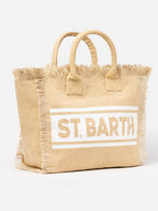 Borsa a spalla Vanity in tela di cotone beige