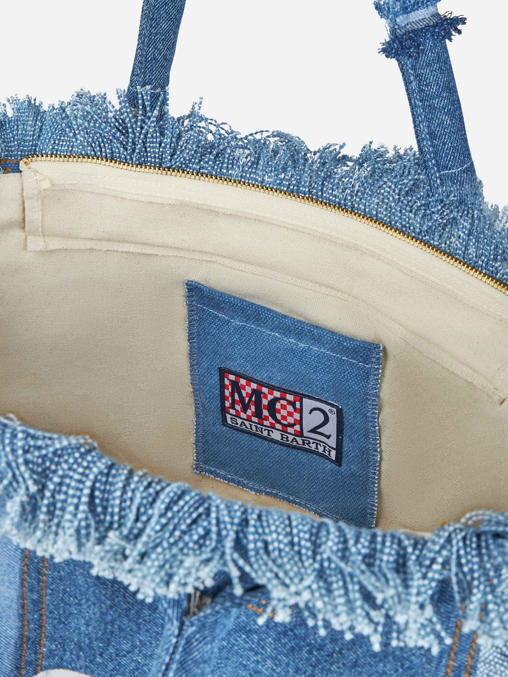 Borsa a spalla Vanity in canvas di cotone denim patchwork