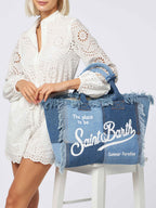 Borsa a spalla Vanity in canvas di cotone denim patchwork