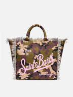 Borsa a spalla Vanity in canvas di cotone con stampa camouflage