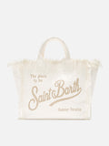 Borsa Vanity regular bianca in canvas con frange