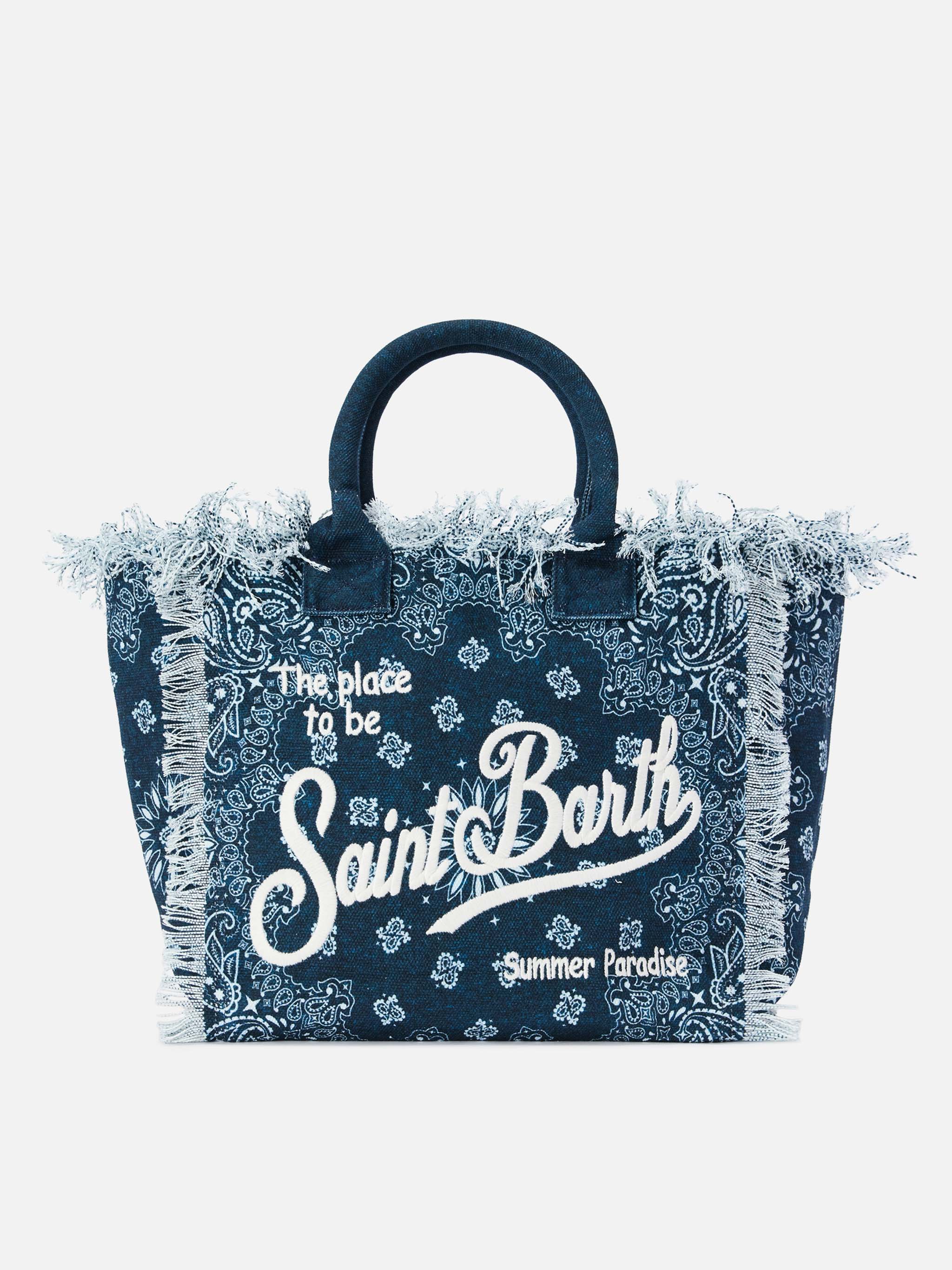 Borsa Vanity regular in canvas azzurro con stampa bandana
