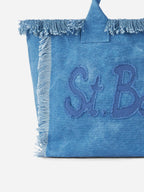 Borsa a spalla Vanity in canvas di cotone con patch logo Saint Barth
