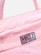 Borsa Vanity regular in tessuto effetto spugna rosa tinta unita
