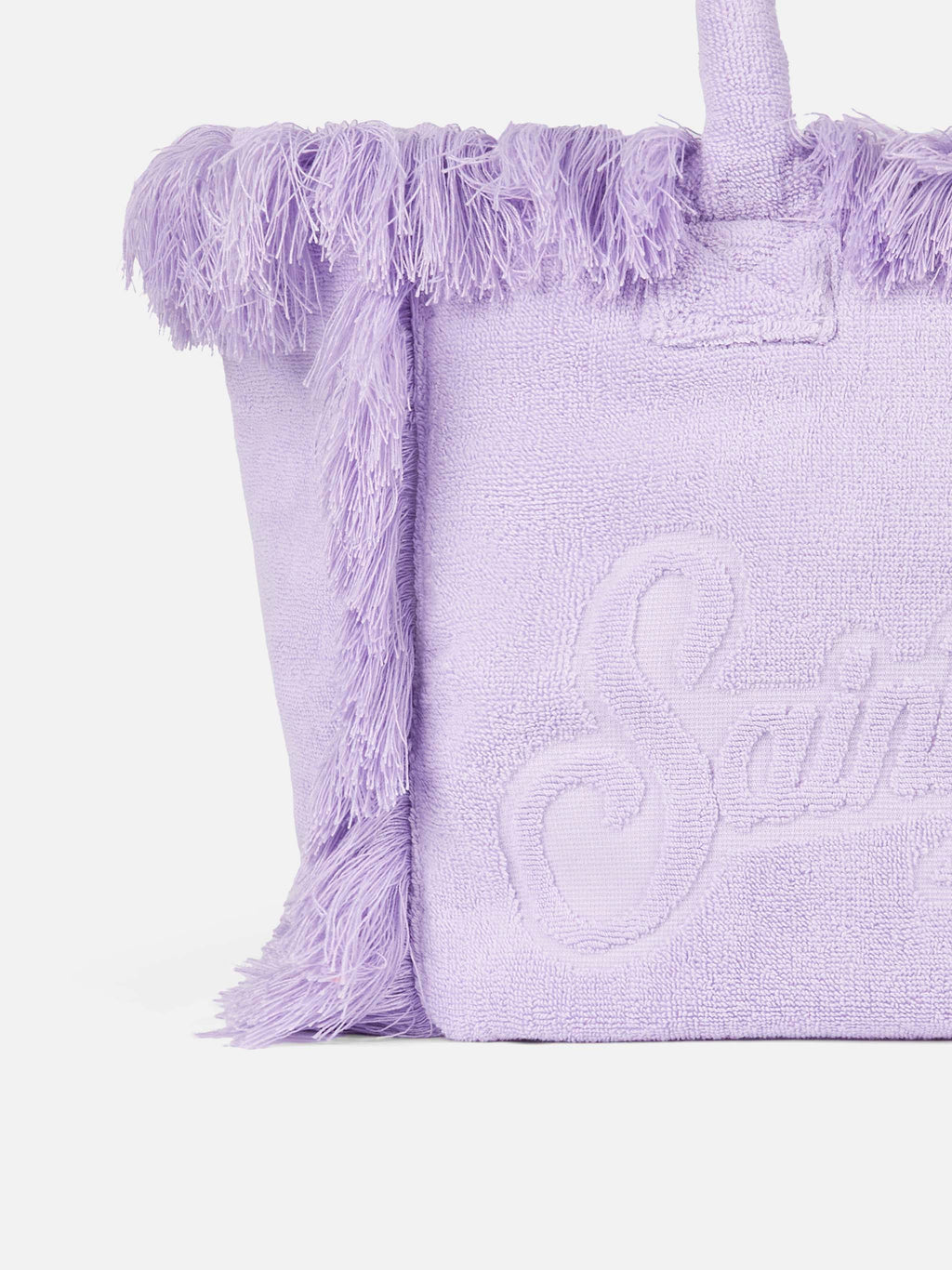 Borsa a spalla Vanity Terry lilla con logo in bassorilievo