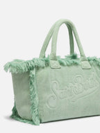Borsa Vanity regular in tessuto effetto spugna verde menta tinta unita