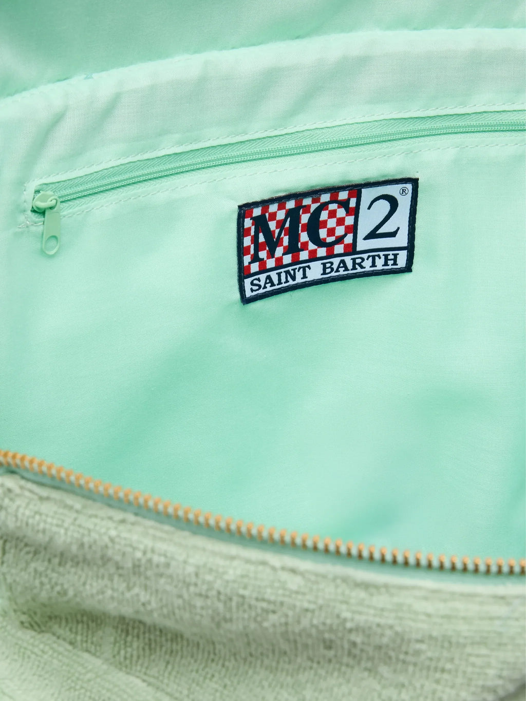 Borsa Vanity regular in tessuto effetto spugna verde menta tinta unita