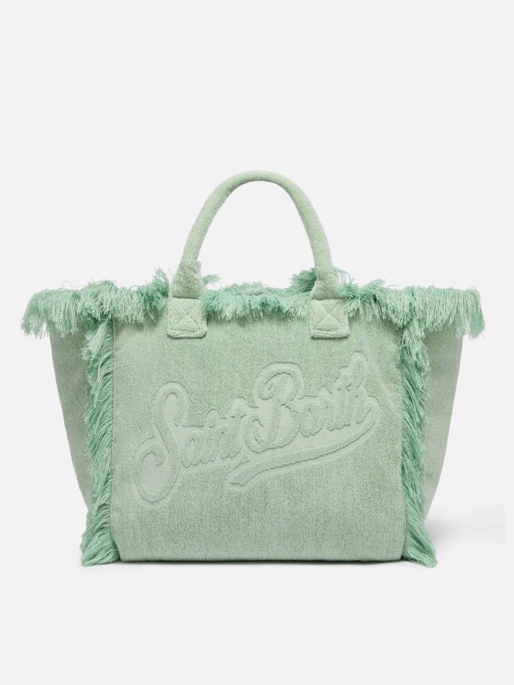Borsa Vanity regular in tessuto effetto spugna verde menta tinta unita
