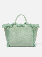 Borsa Vanity regular in tessuto effetto spugna verde menta tinta unita