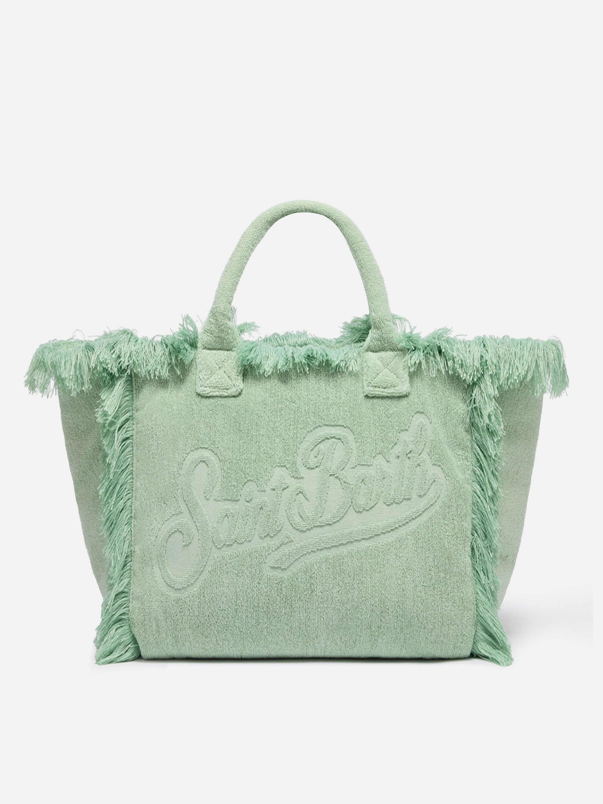 Borsa Vanity regular in tessuto effetto spugna verde menta tinta unita