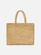 Borsa Vanity regular in raffia con dettagli marroni