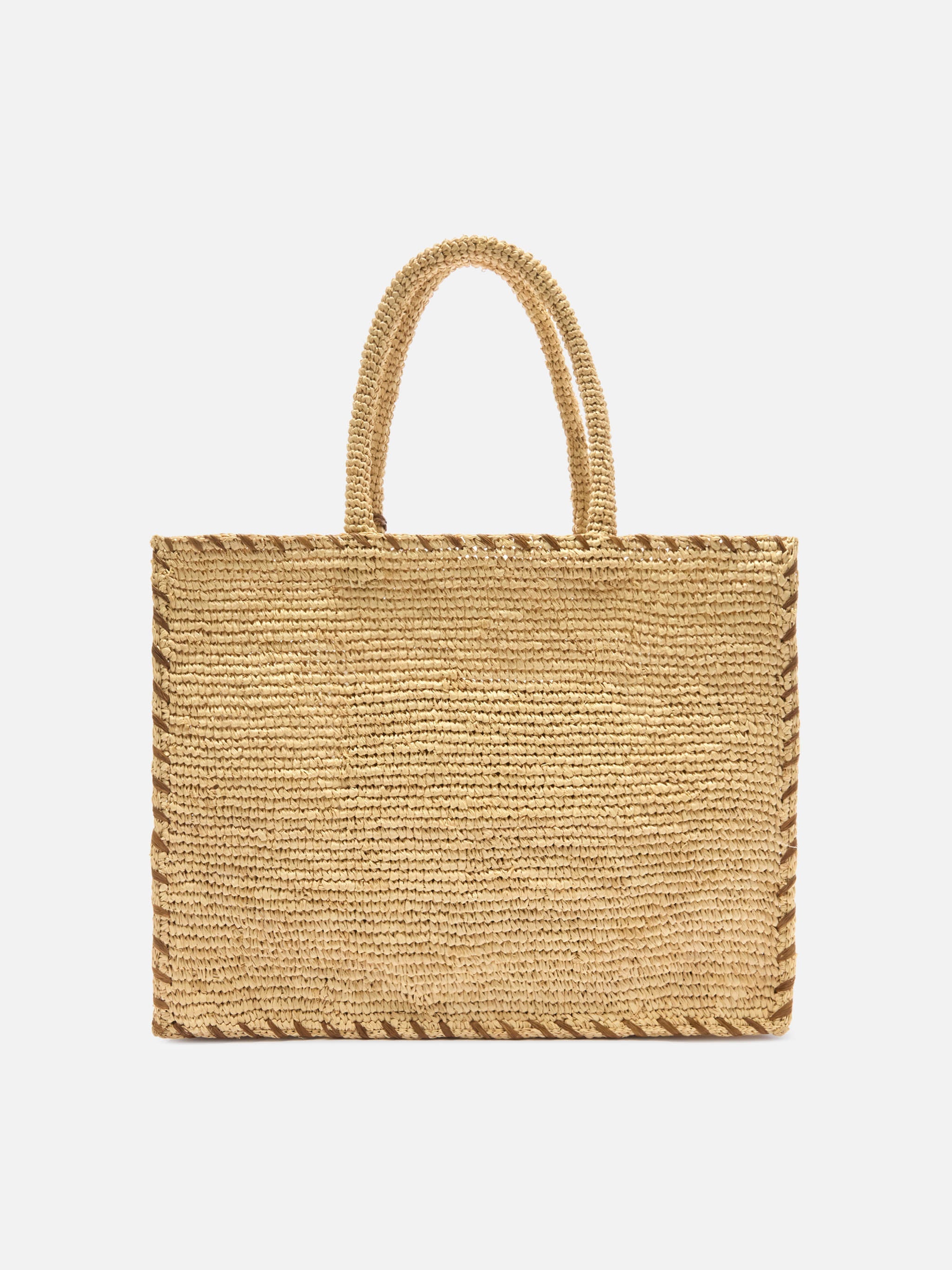 Borsa Vanity regular in raffia con dettagli marroni