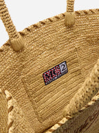 Borsa Vanity regular in raffia con dettagli marroni
