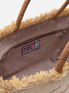 Borsa Vanity regular effetto paglia con logo ricamato