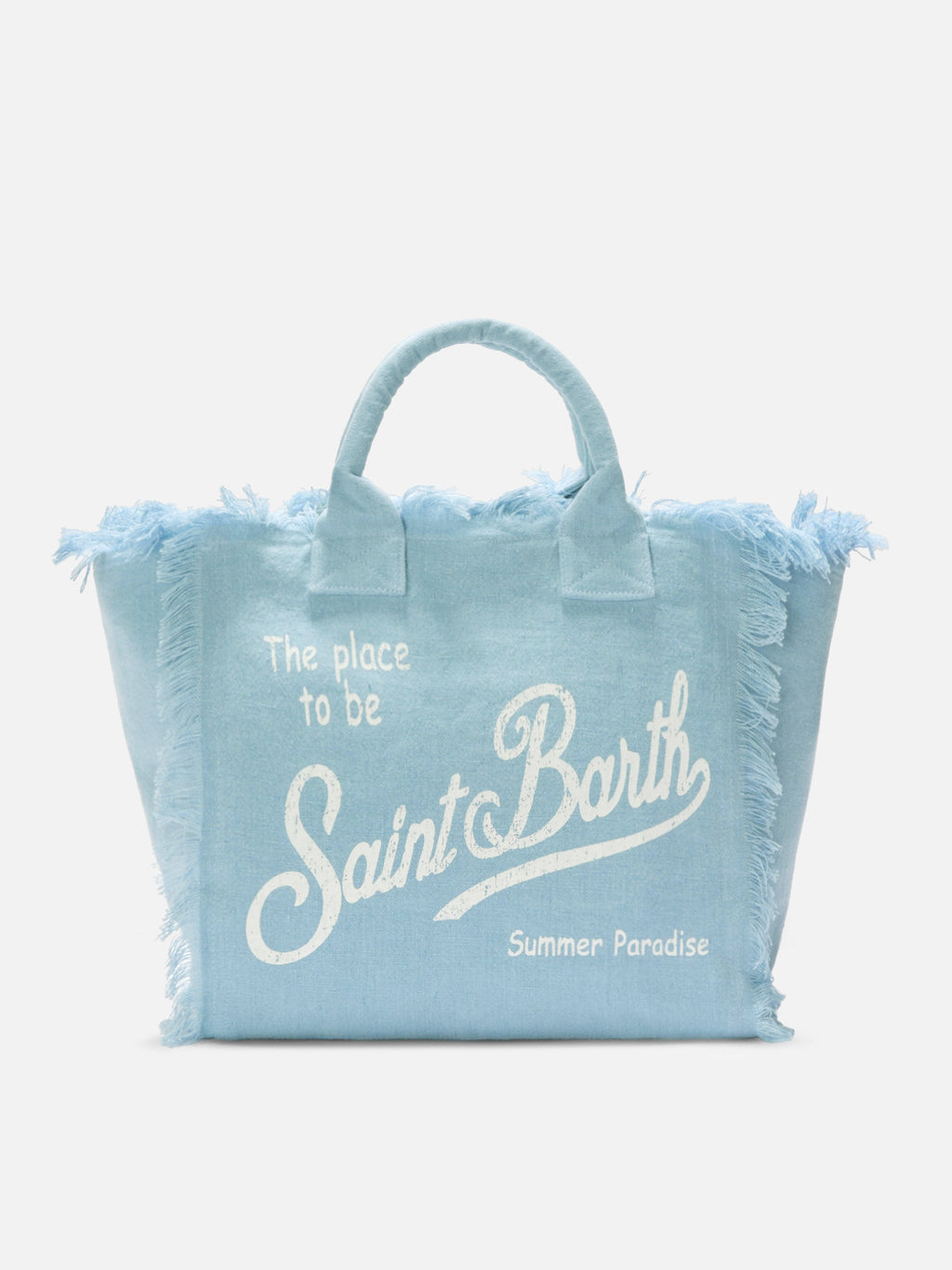 Borsa Vanity regular in lino azzurro tinta unita