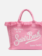 Borsa a spalla Vanity in 100% LINO rosa