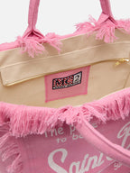 Borsa a spalla Vanity in 100% LINO rosa