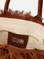 Borsa a spalla Vanity in 100% LINO marrone