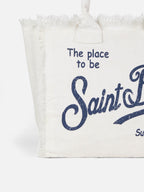 Borsa a spalla Vanity in 100% LINO bianco panna