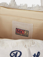Borsa a spalla Vanity in 100% LINO bianco panna