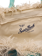 Borsa a spalla Vanity Rug  in cotone verde acqua e bianco