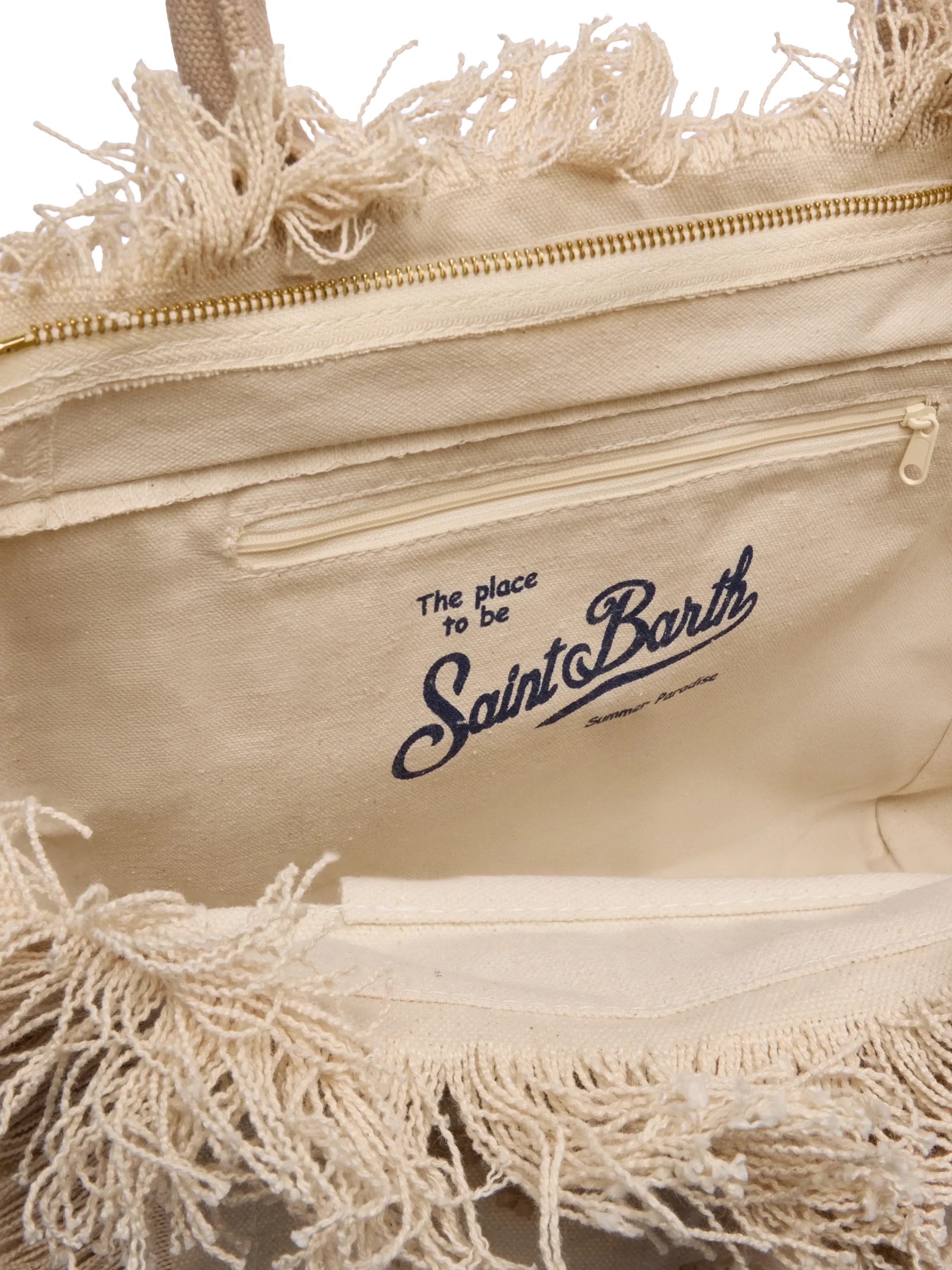Borsa Vanity regular in canvas con ricamo lily tufting beige