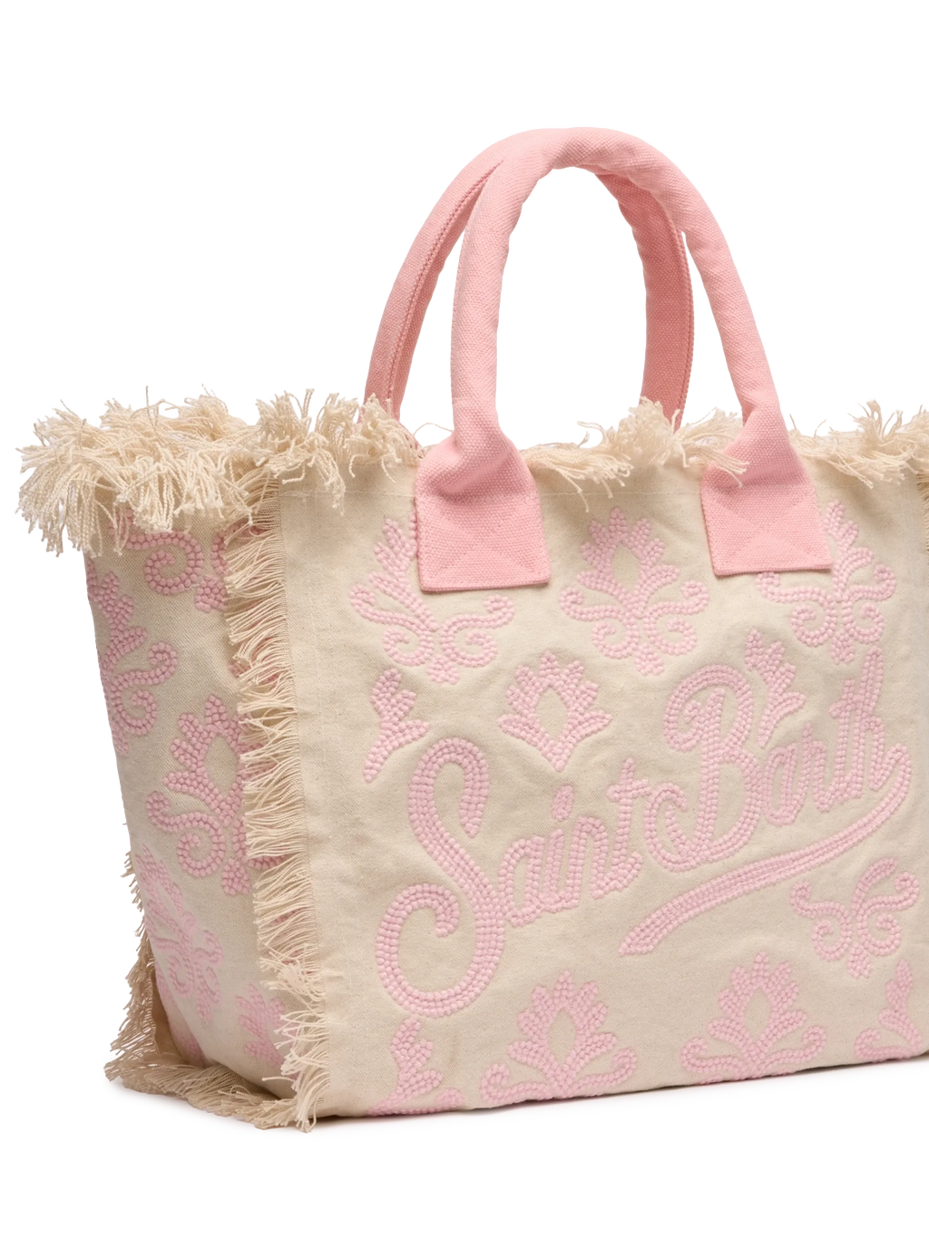 Borsa a spalla Vanity Rug  in cotone rosa e bianco