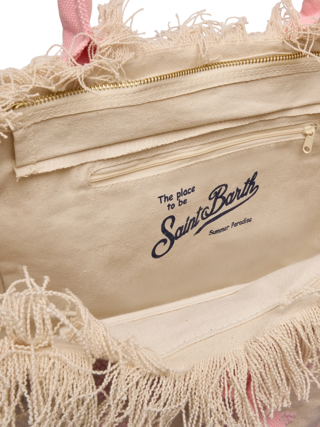 Borsa a spalla Vanity Rug  in cotone rosa e bianco