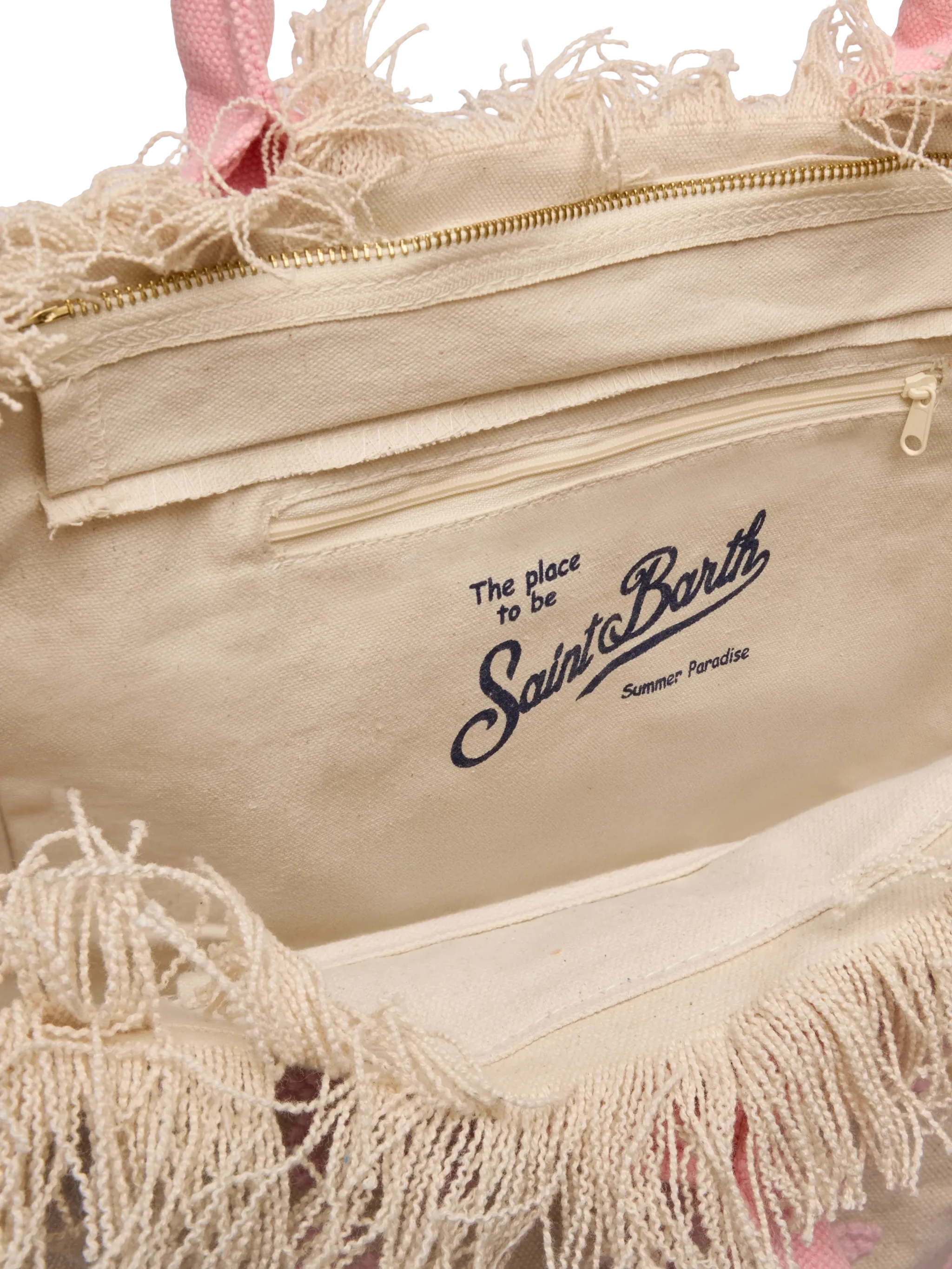 Borsa a spalla Vanity Rug  in cotone rosa e bianco