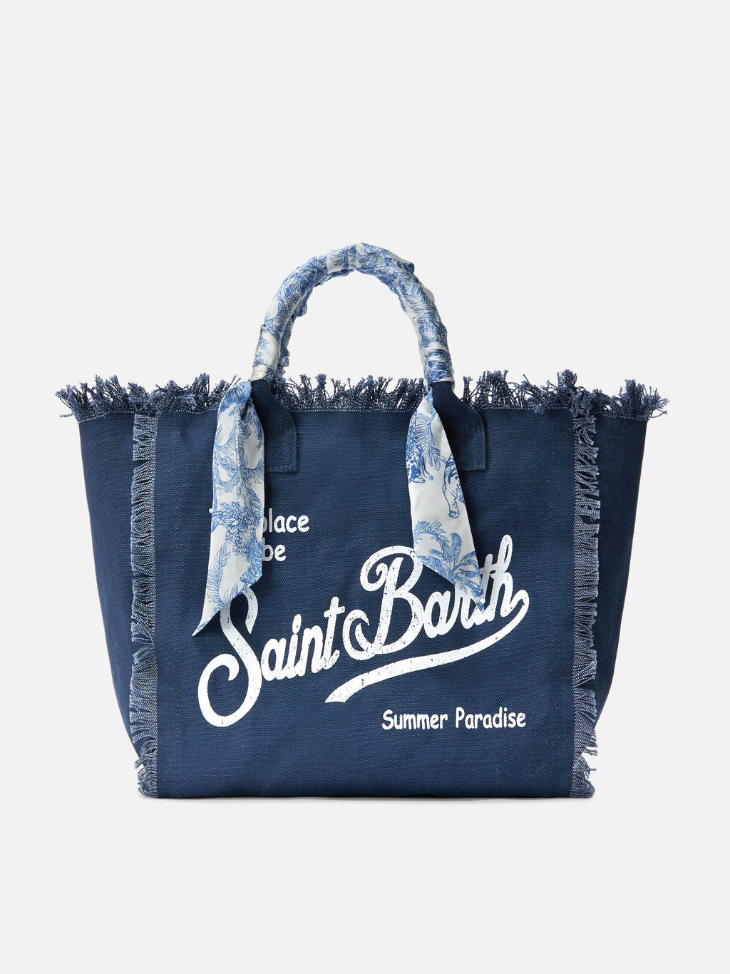 Borsa Vanity regular in canvas blu con twill removibile