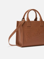 Borsa a spalla Vanity Bag Midi in pelle martellata cammello