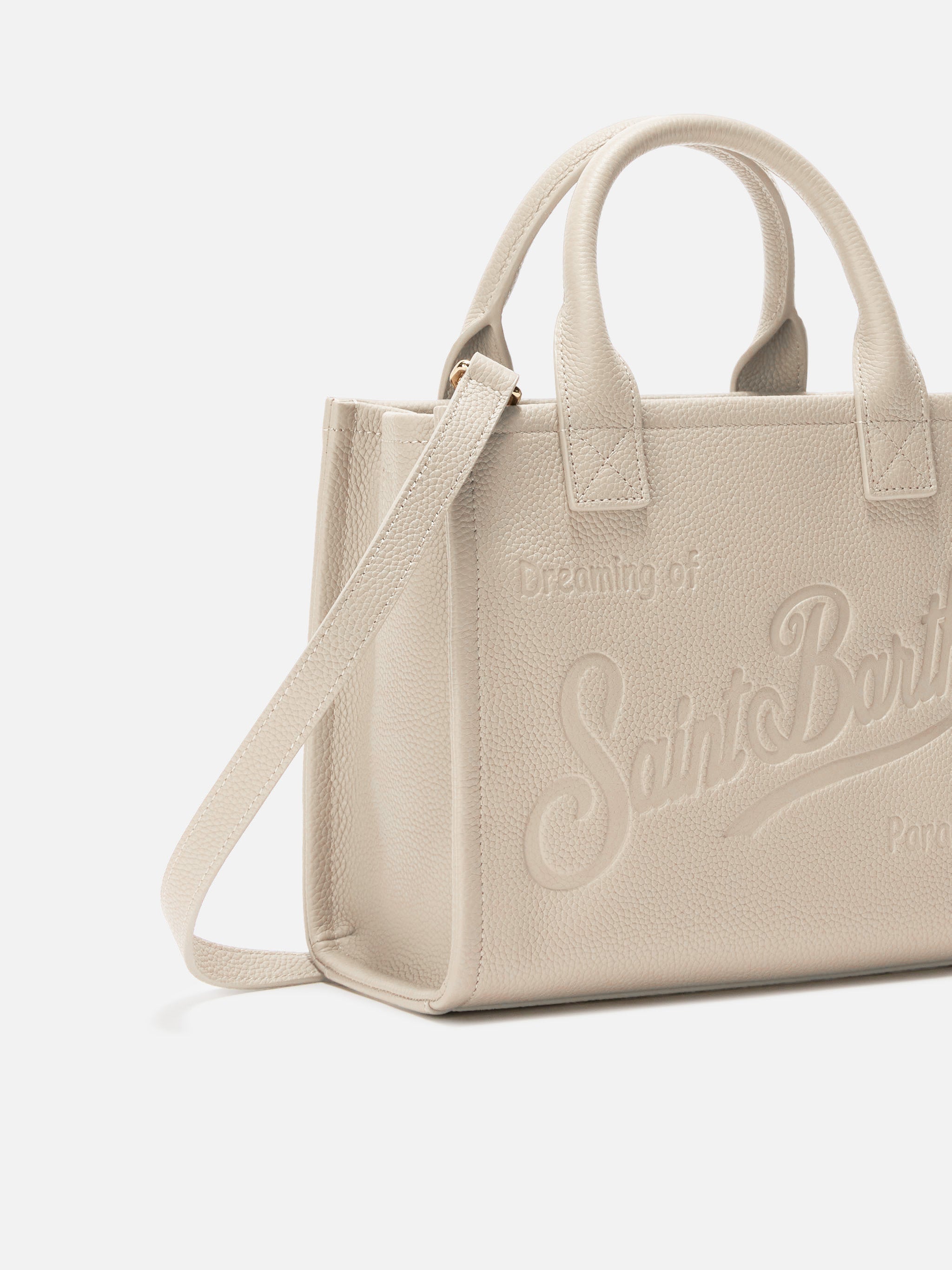 Borsa a spalla Vanity Bag Midi in pelle martellata bianca
