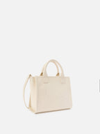 Borsa Vanity medium in pelle martellata avorio
