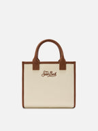 Borsa Vanity medium in canvas e pelle martellata