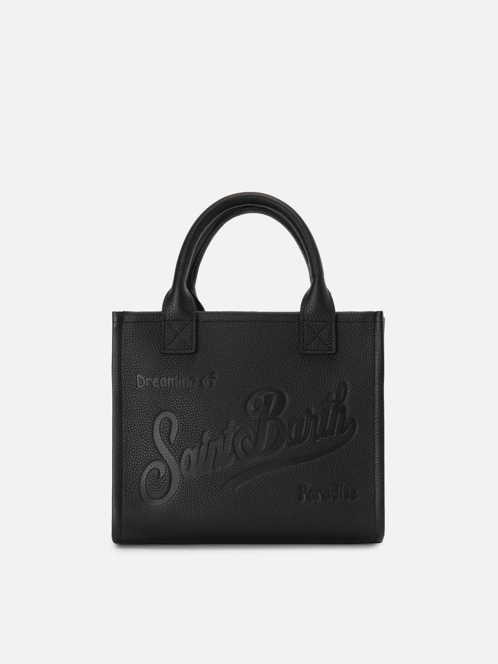 Borsa Vanity medium in pelle martellata nera