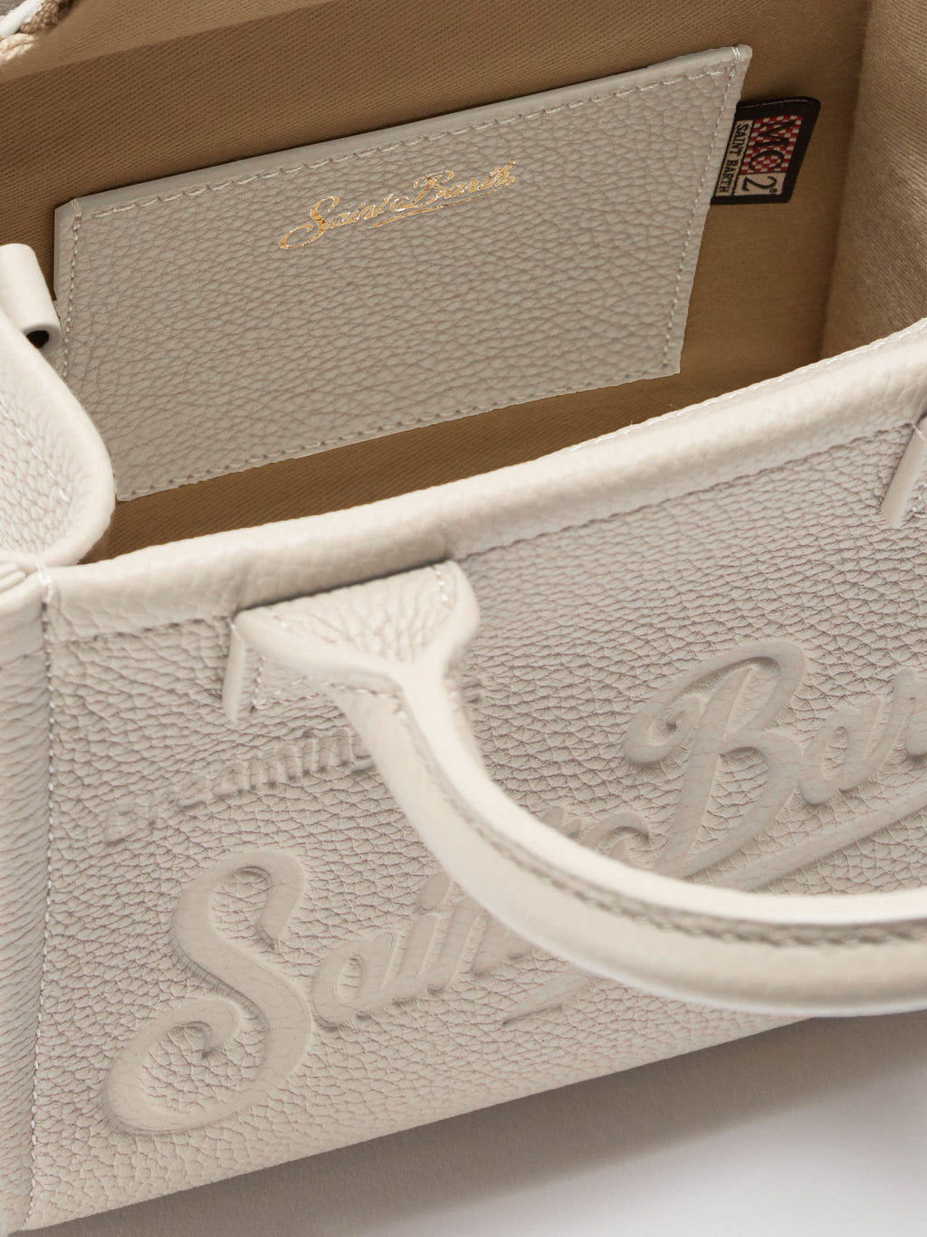 Borsa a spalla Vanity Bag Mini in pelle martellata bianca