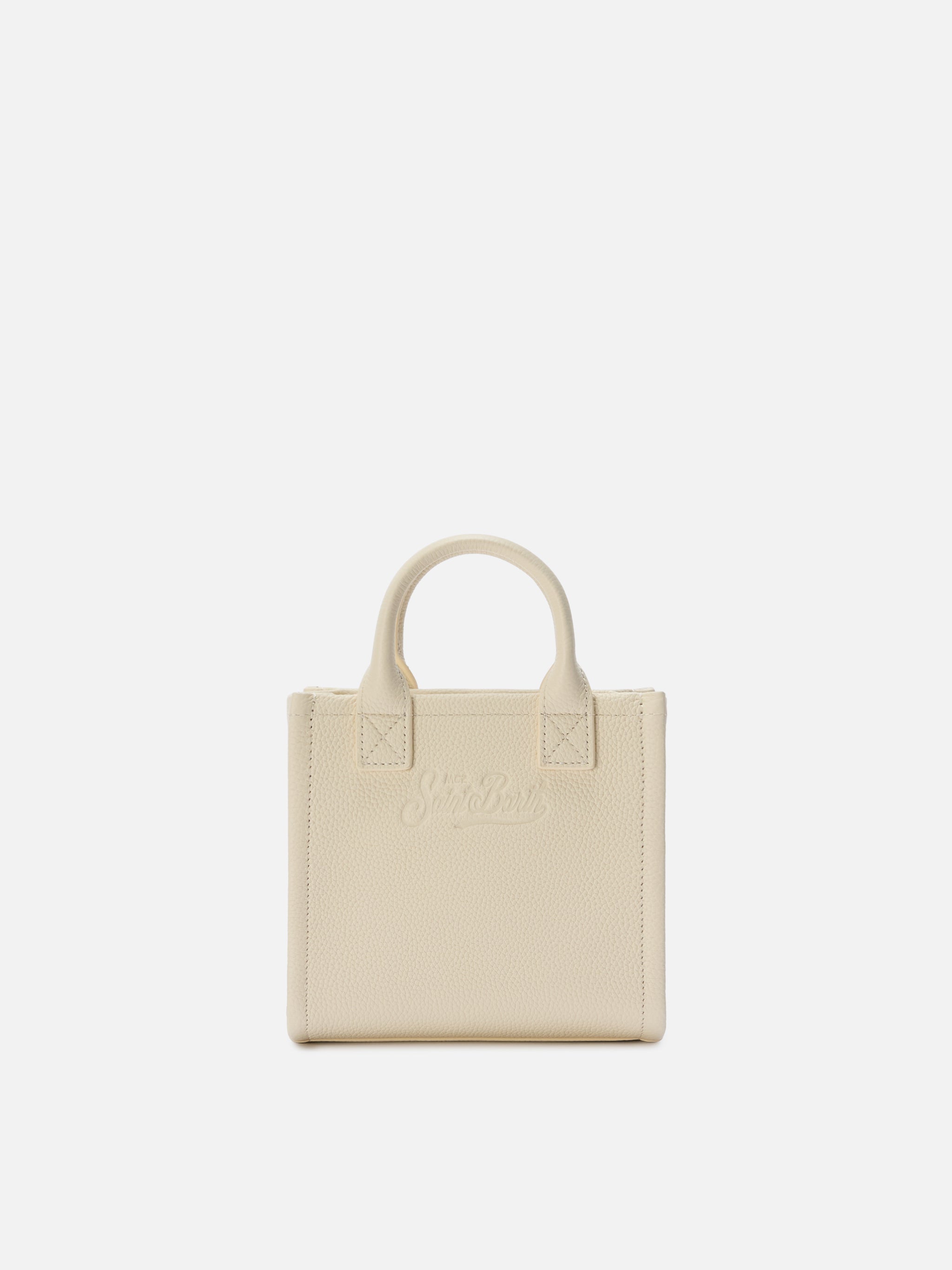 Borsa Vanity mini in pelle martellata avorio