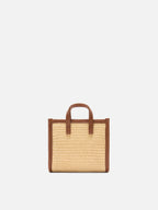 Borsa Vivian micro effetto paglia con logo marrone ricamato