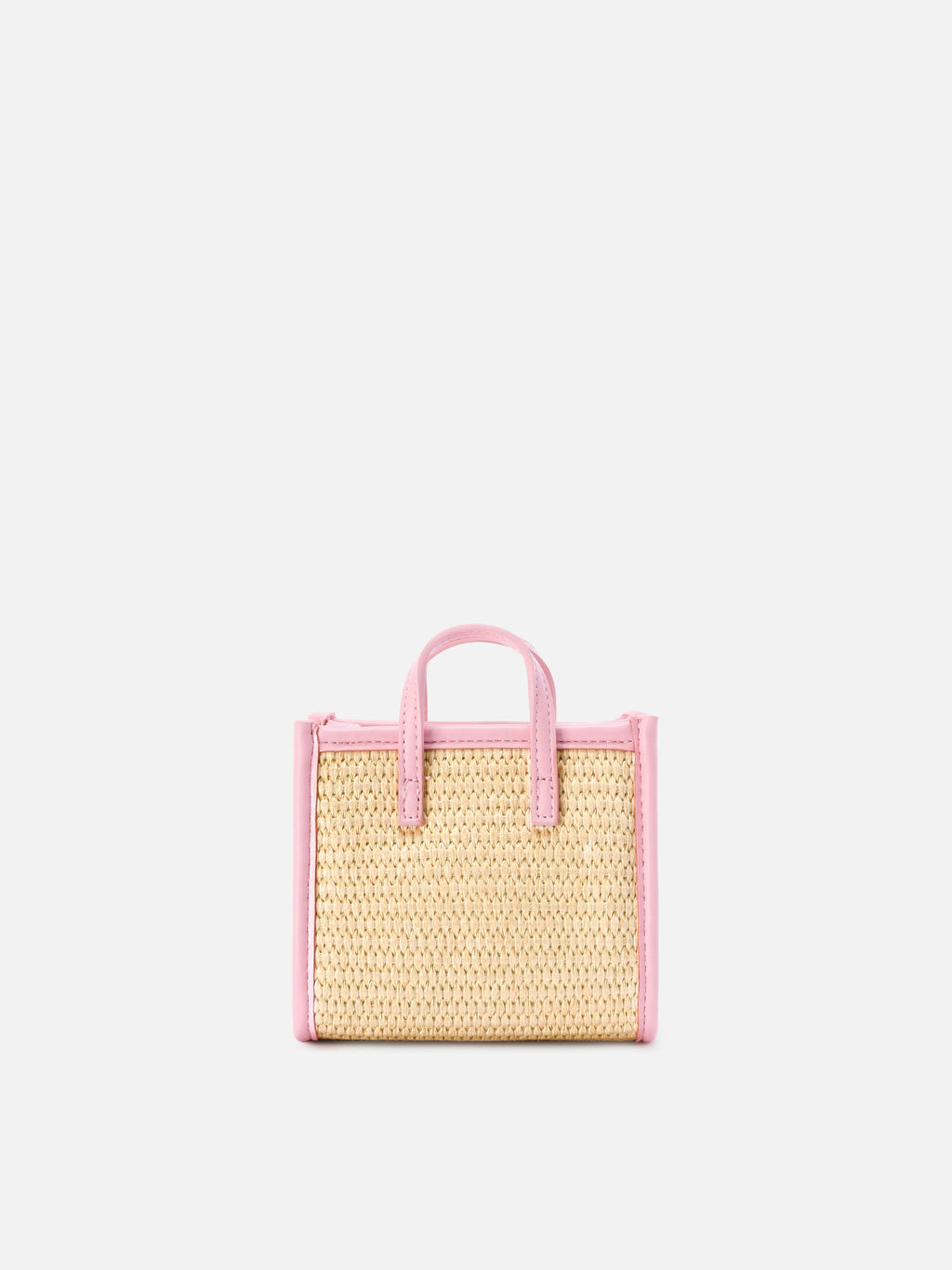 Borsa Vivian micro effetto raffia con logo rosa ricamato