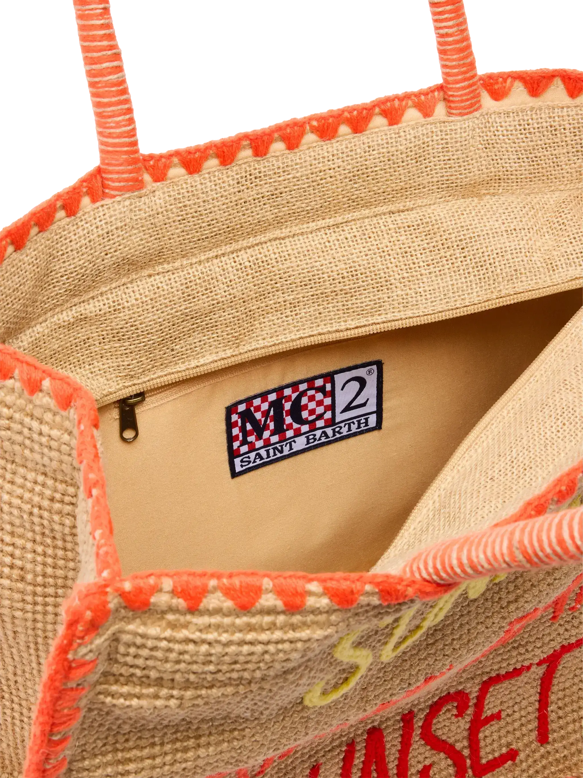 Borsa Vivian Jute beige in juta con ricamo