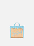 Borsa Vivian mini in tessuto effetto paglia con ricami decorativi