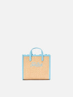 Borsa Vivian mini in tessuto effetto paglia con ricami decorativi