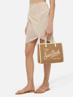 Borsa Vivian Mid Straw marrone effetto paglia